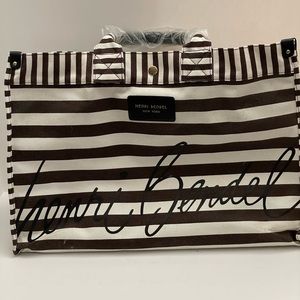Henri Bendel Large Canvas Brown & White Bag